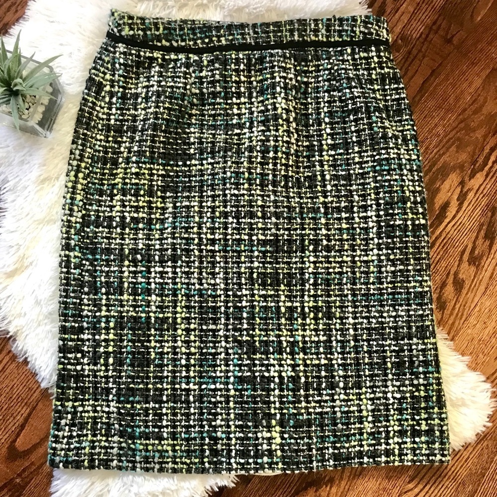 Sandro green blue tweed pencil skirt size 10